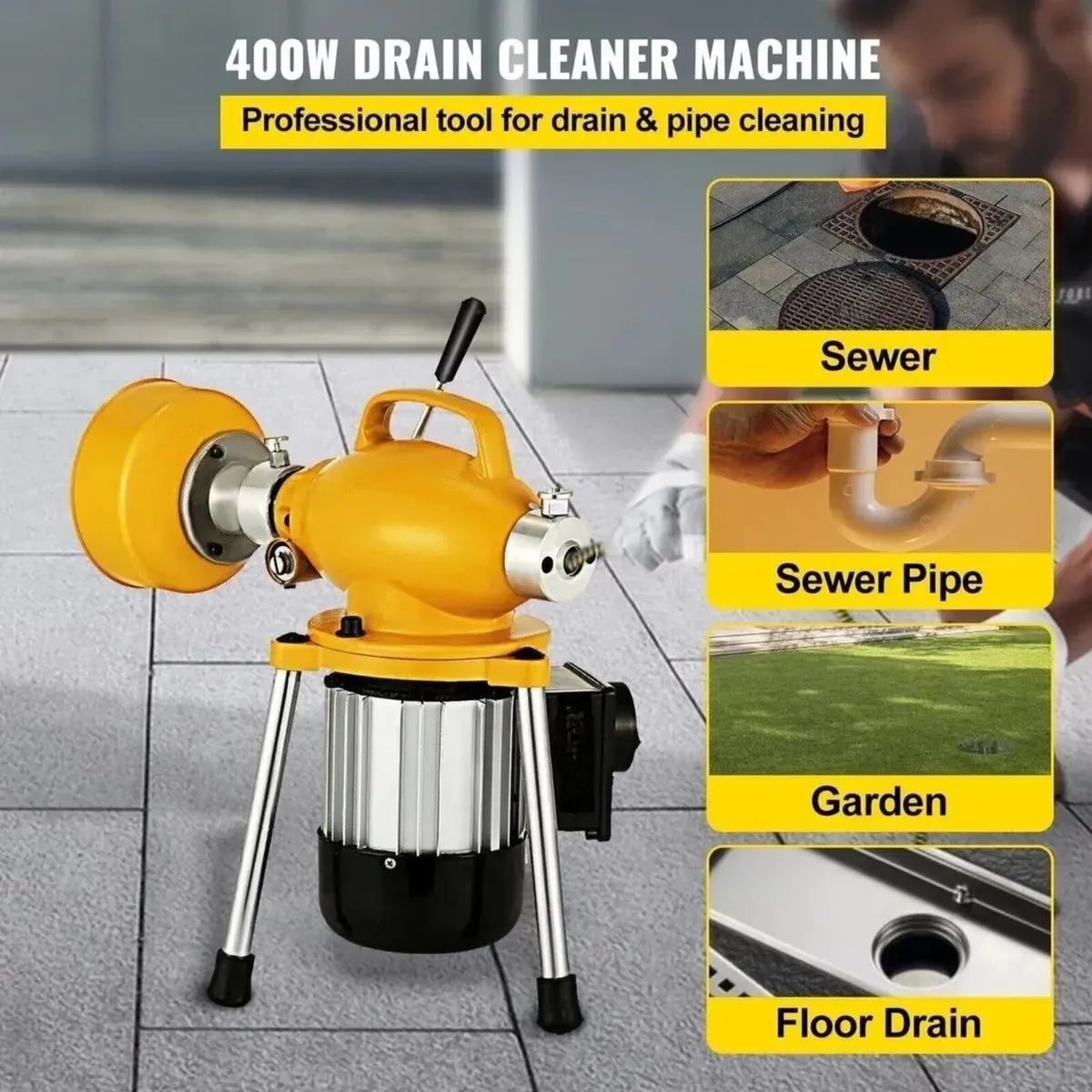 Electric Drain Cleaner Machine for Pipes 400W - Image 4