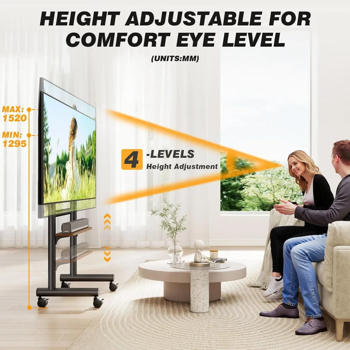 Mobile TV Stand with Wheels for 40-85 Inch - Image 4