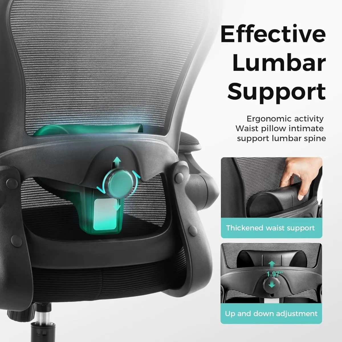 Office Chair Ergonomic Desk with Flip-Up Armrest - Image 4