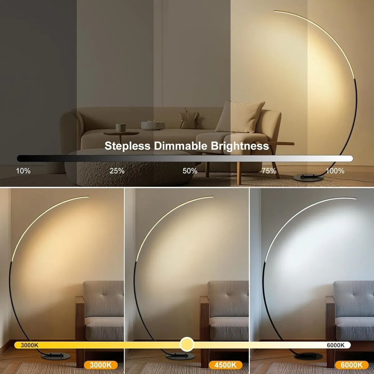 Arc Floor Lamp for Living Room 165CM Modern - Image 2