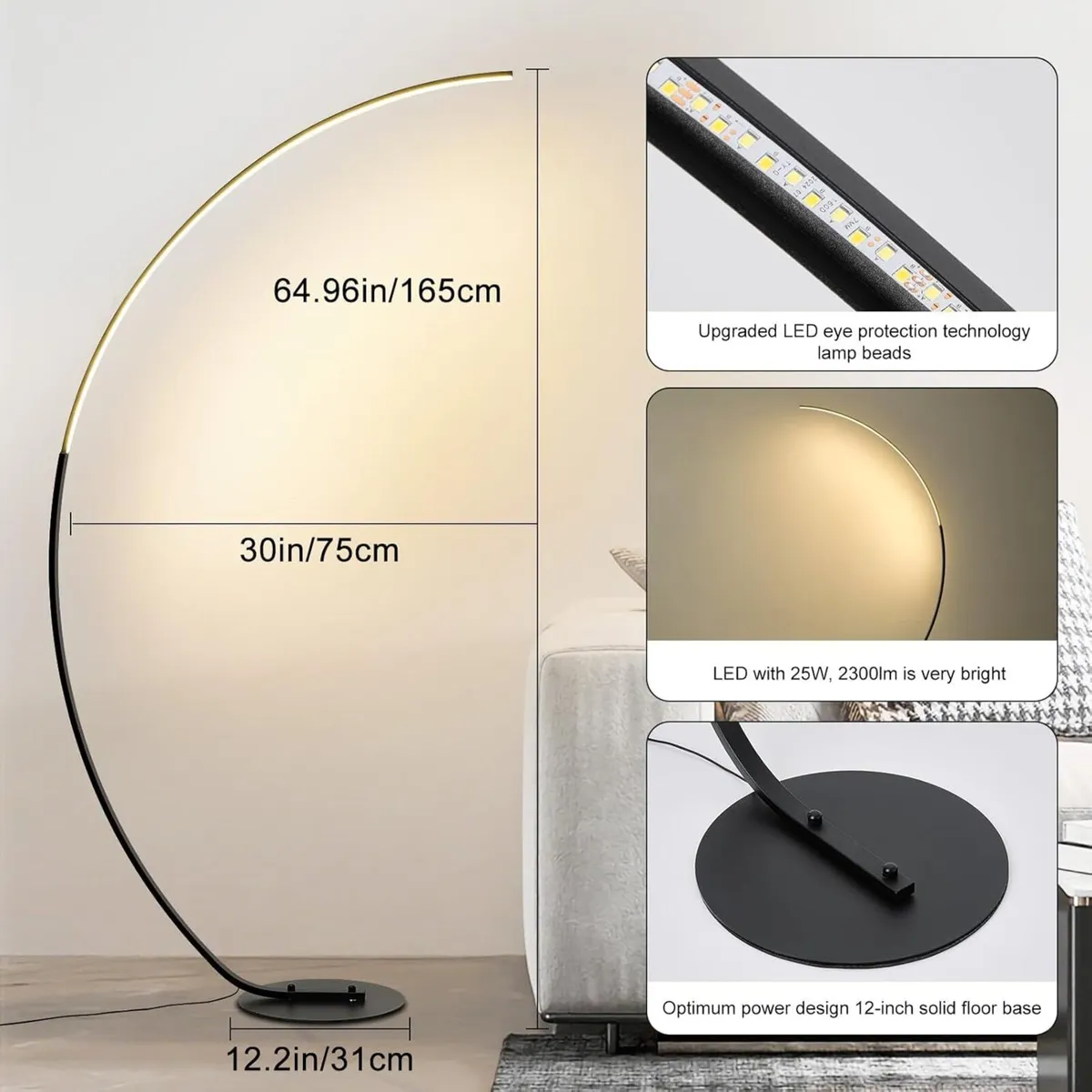 Arc Floor Lamp for Living Room 165CM Modern - Image 4