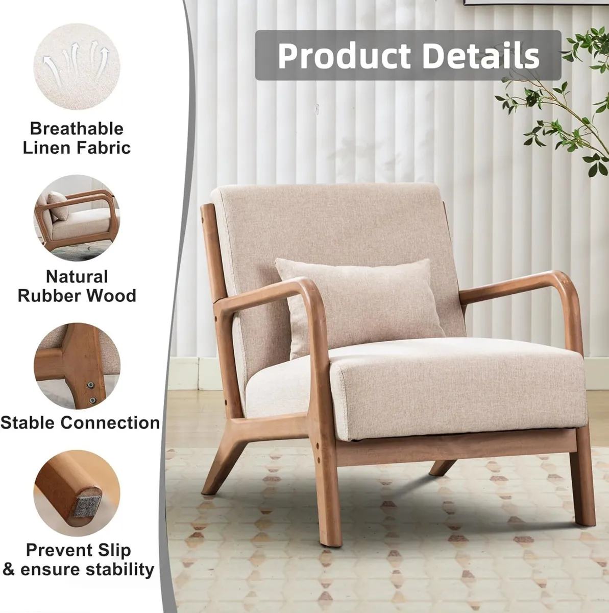Living Room Armchair Modern Accent Chair - Image 3