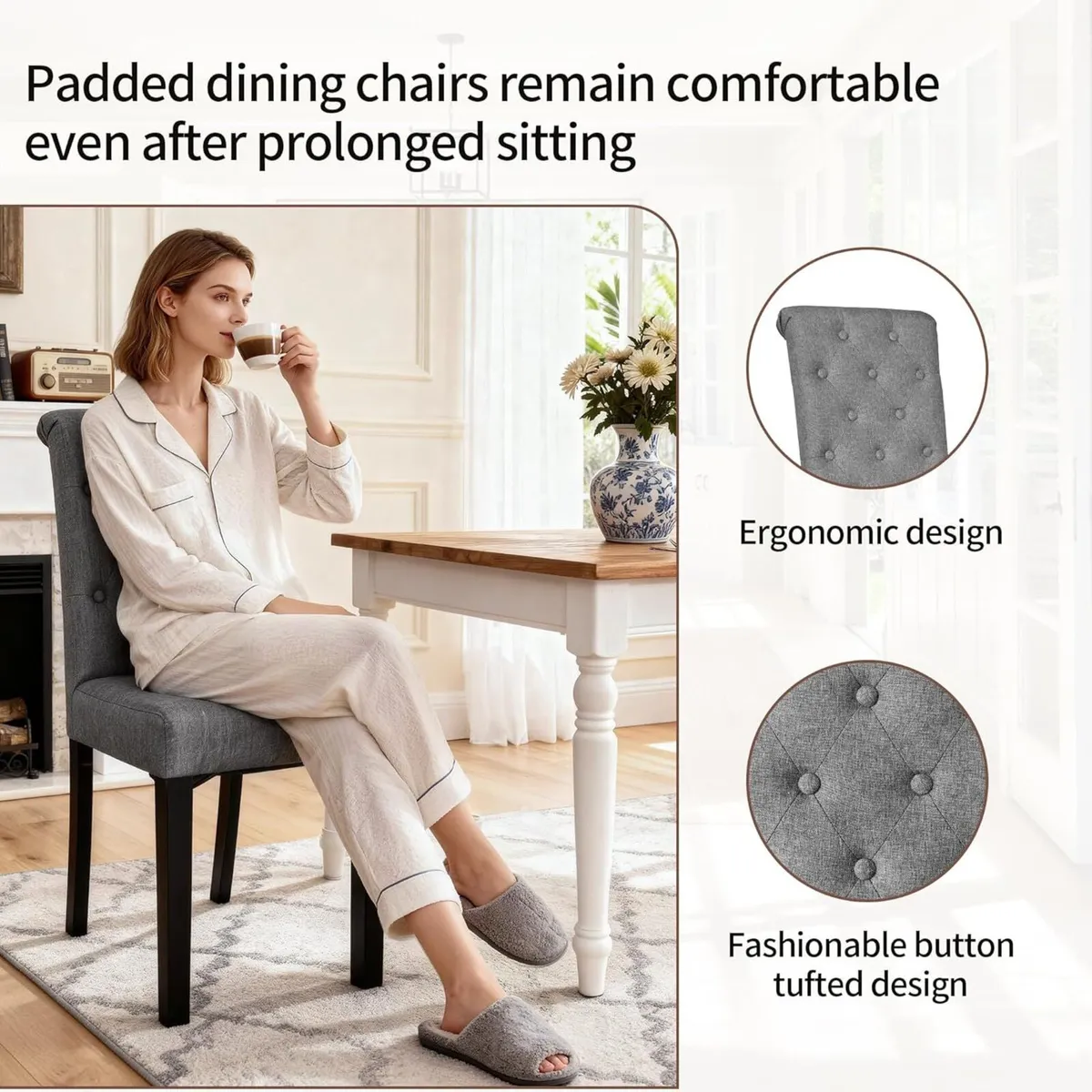 Modern Dining Chairs Upholstered High Back - Image 4