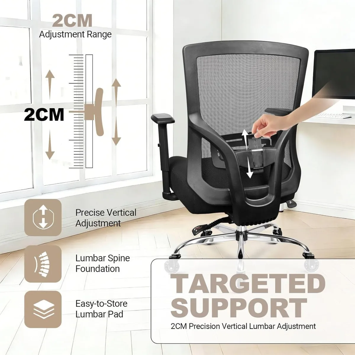 440lbs 200KG Ergonomic Office Chair - Image 4