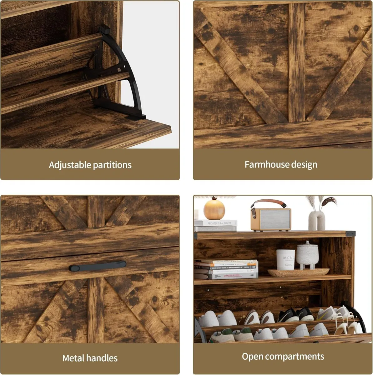 Shoe Storage Cabinet with 2 Flip Drawers - Image 3