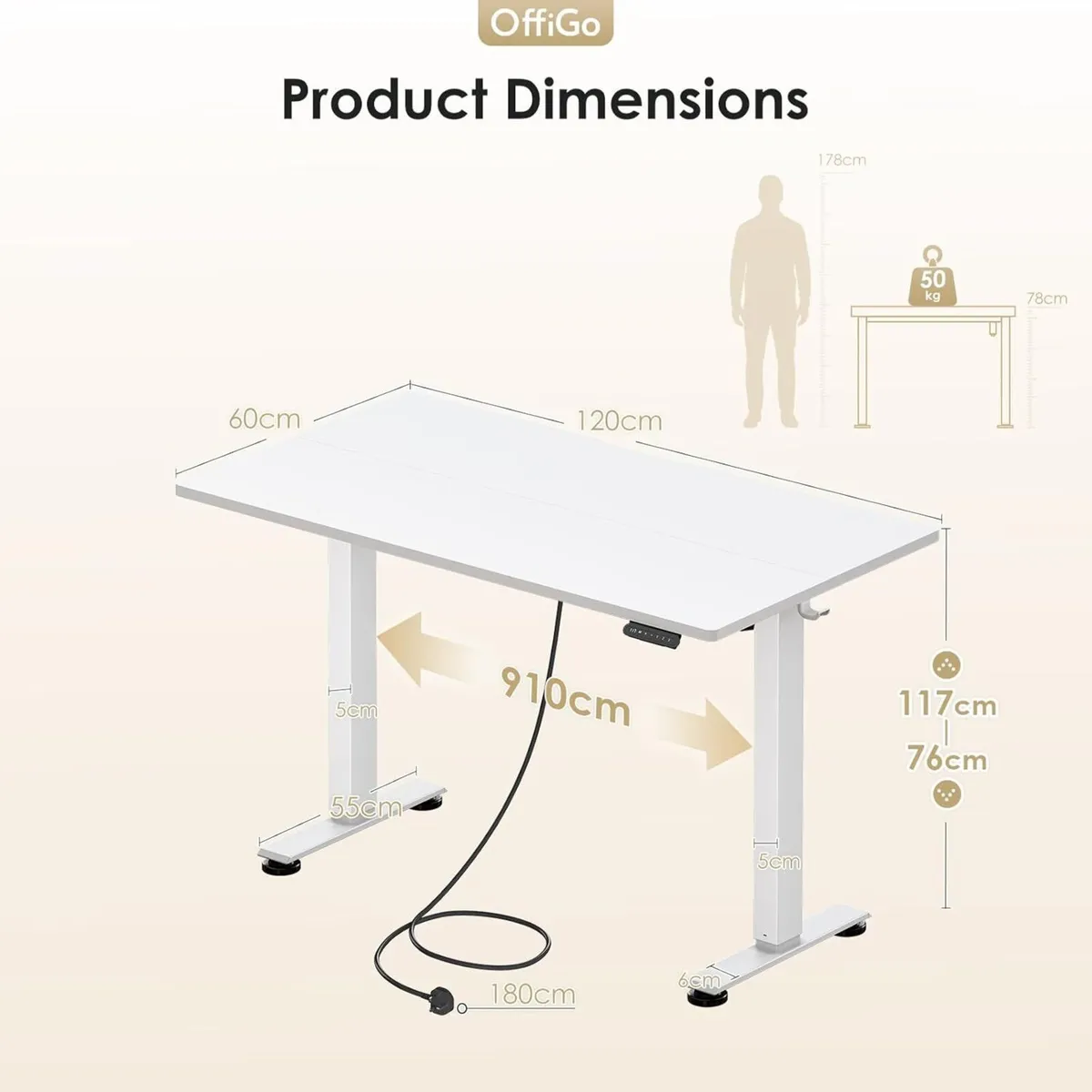 Electric Standing Desk Height Adjustable with 2 - Image 3