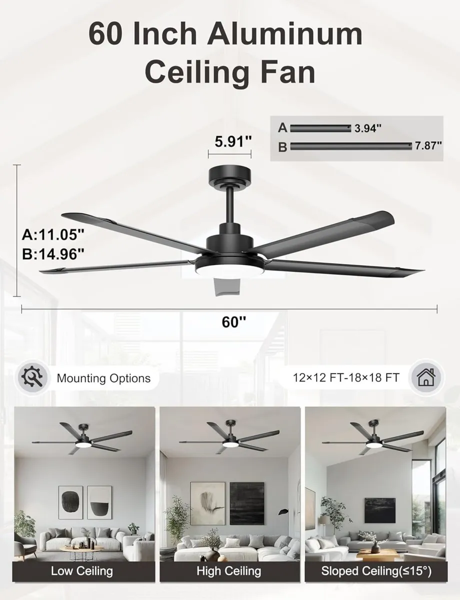 Ohniyou 60 Inch Ceiling Fans with Lights Large - Image 4
