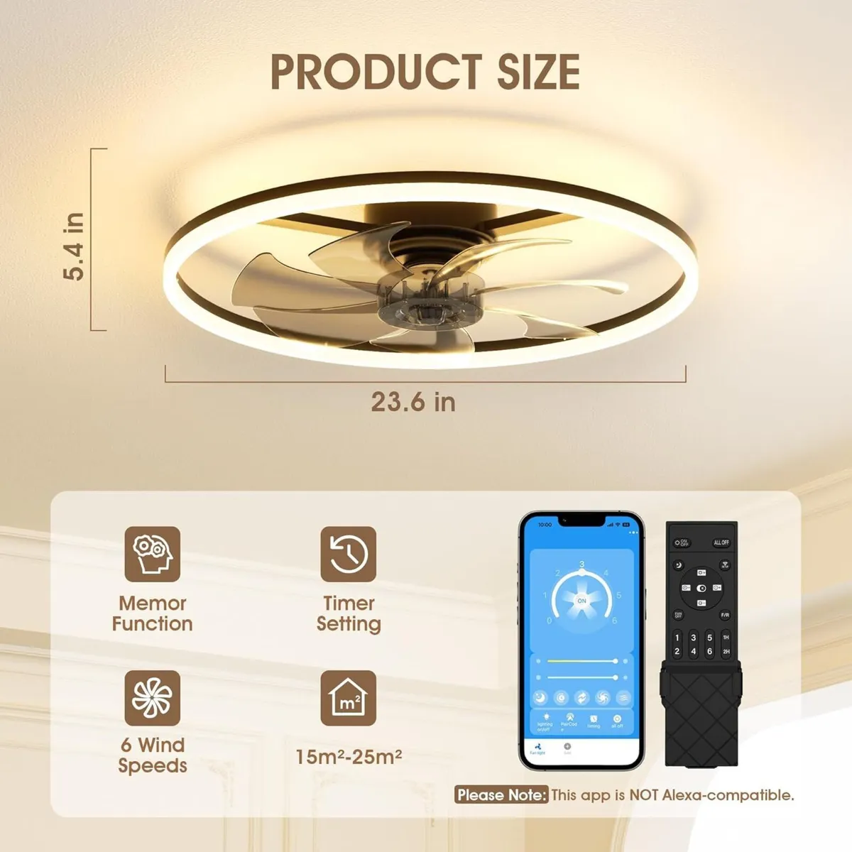 Ceiling Fans with Lights and Remote 6 Speeds - Image 4