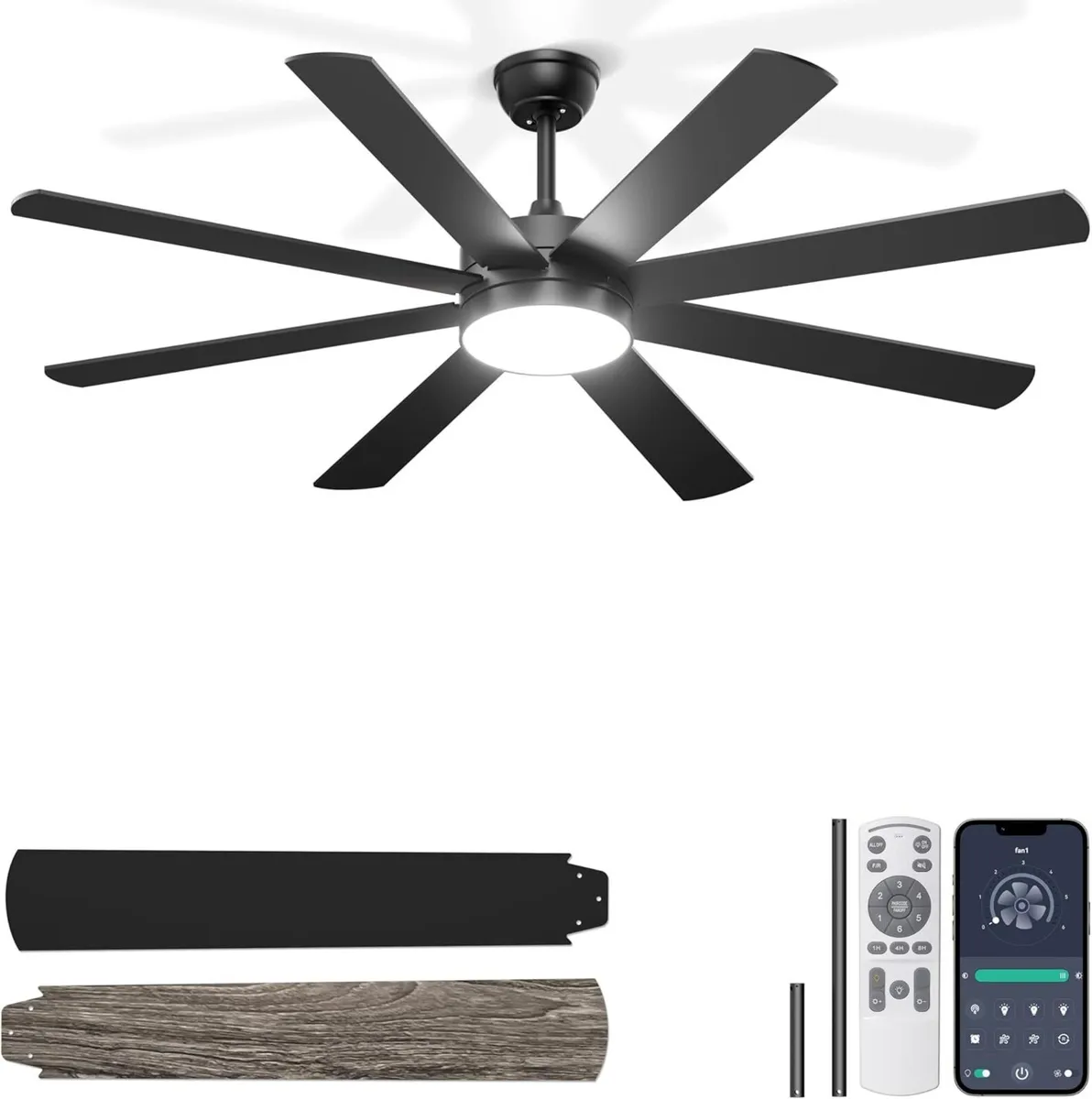 60'' Ceiling Fans with Lights Modern Fan Remote - Image 1