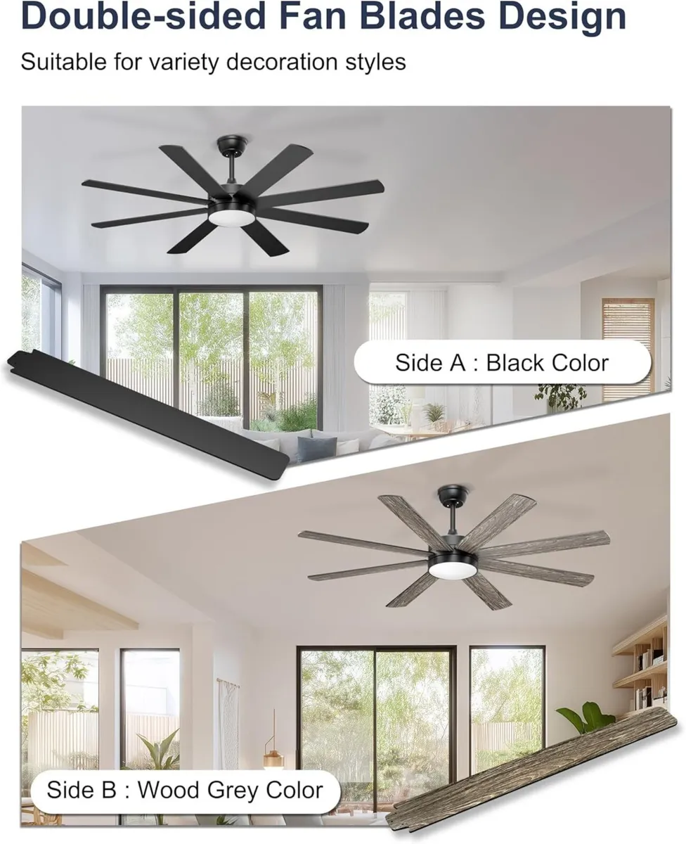 60'' Ceiling Fans with Lights Modern Fan Remote - Image 3