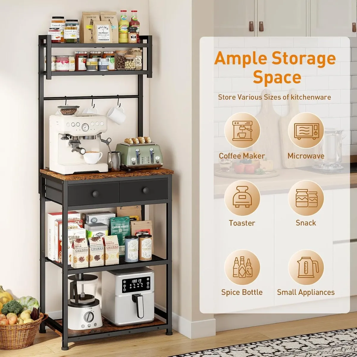 Coffee Bar Station 6-Tier Stand with Storage - Image 3