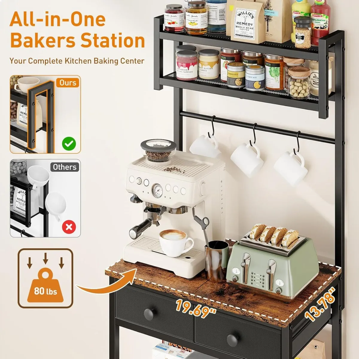 Coffee Bar Station 6-Tier Stand with Storage - Image 4