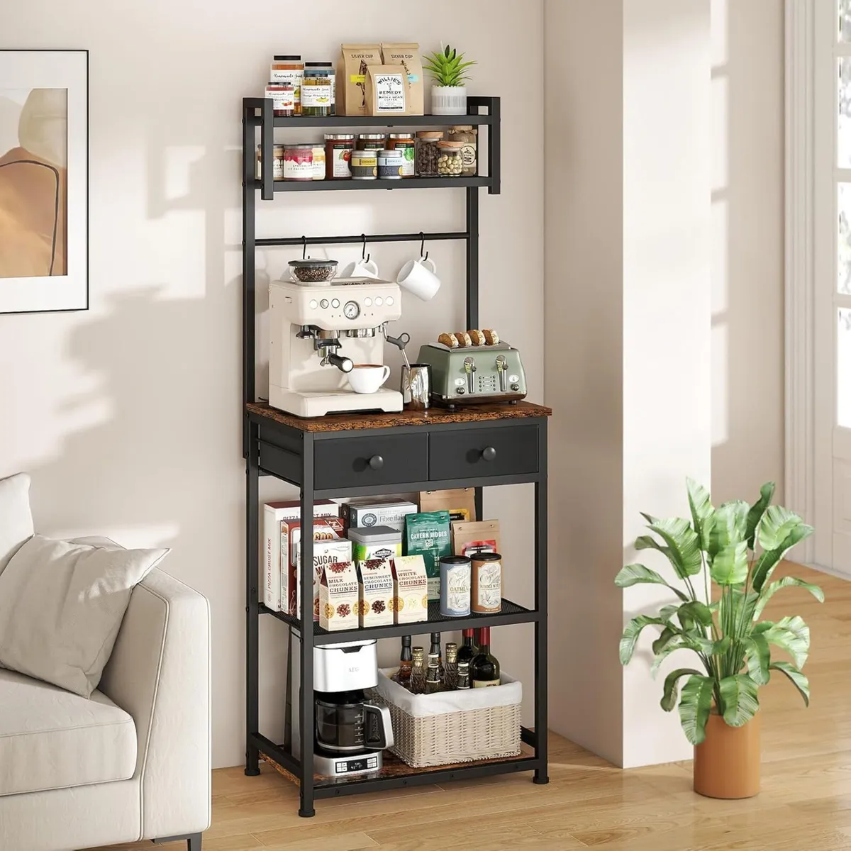 Coffee Bar Station 6-Tier Stand with Storage - Image 1
