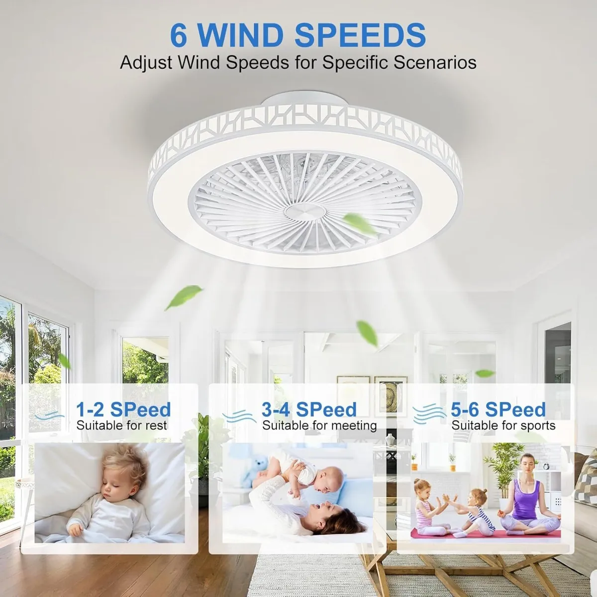 Ceiling Fan with Lights 48CM Iron Bladeless Fans - Image 4