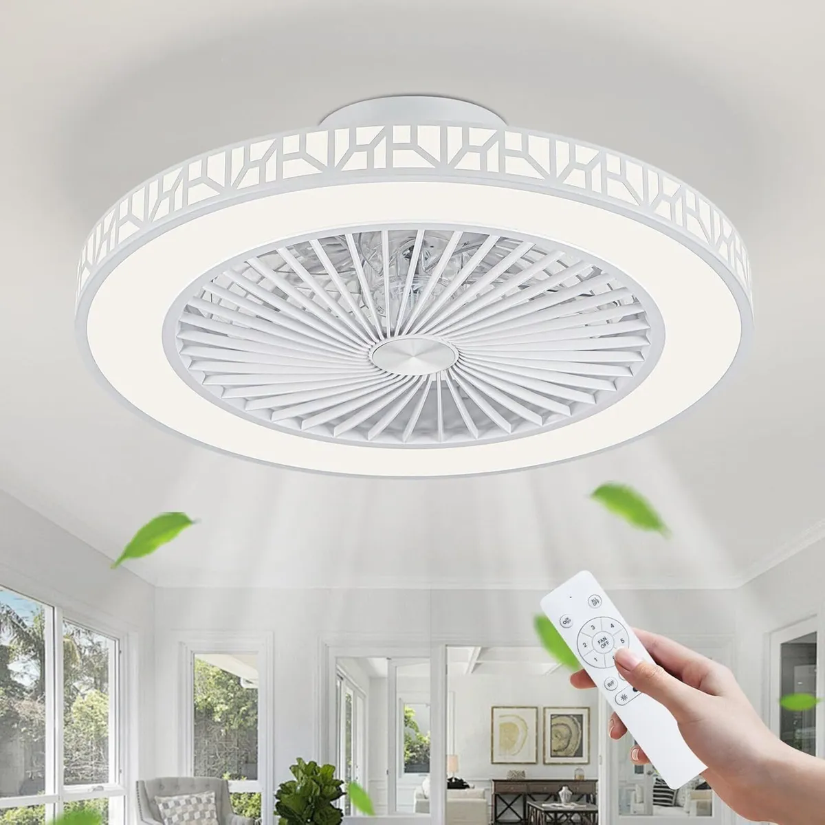 Ceiling Fan with Lights 48CM Iron Bladeless Fans - Image 1