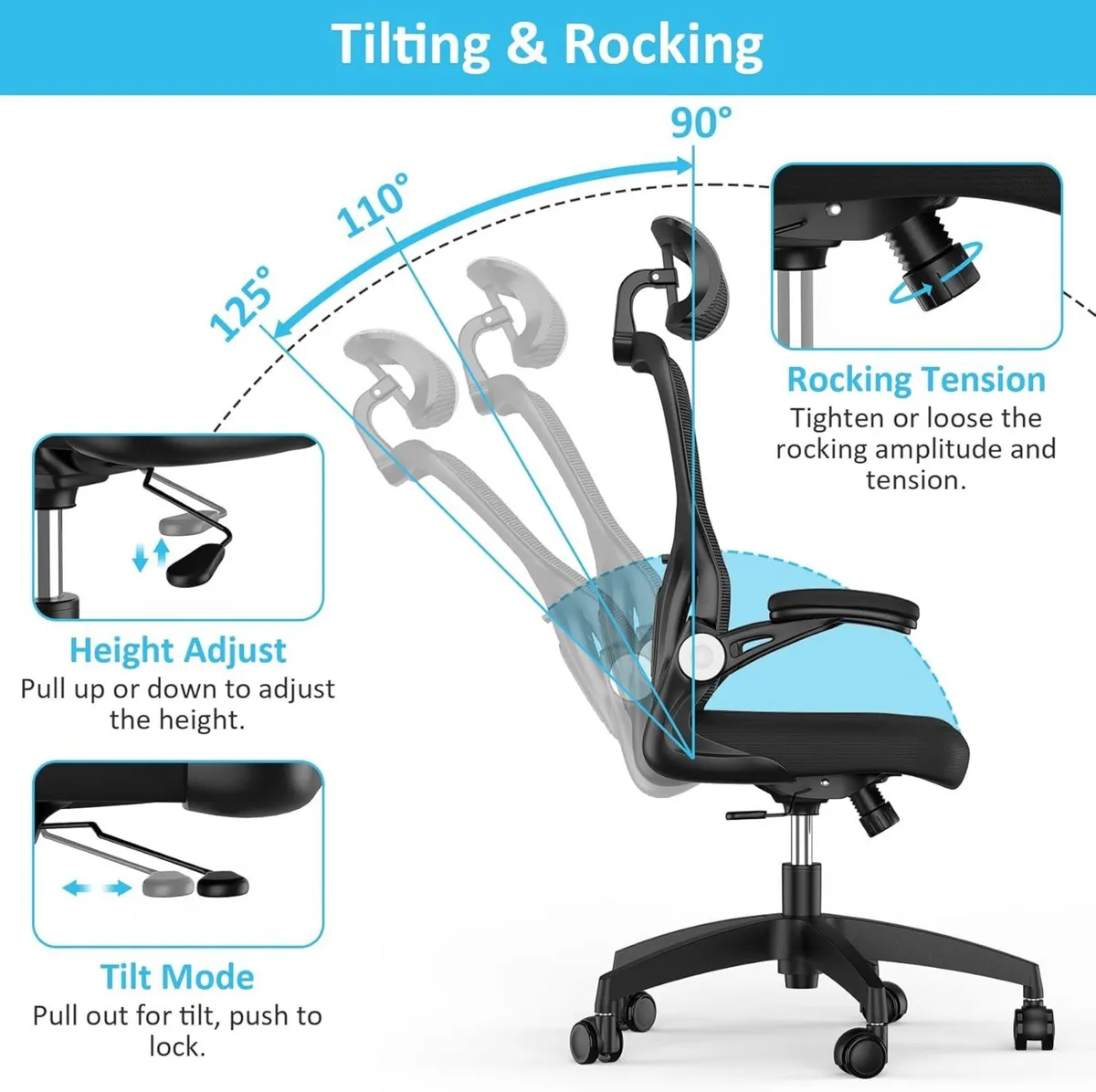 Ergonomic Office Chair with Adjustable Headrest - Image 4