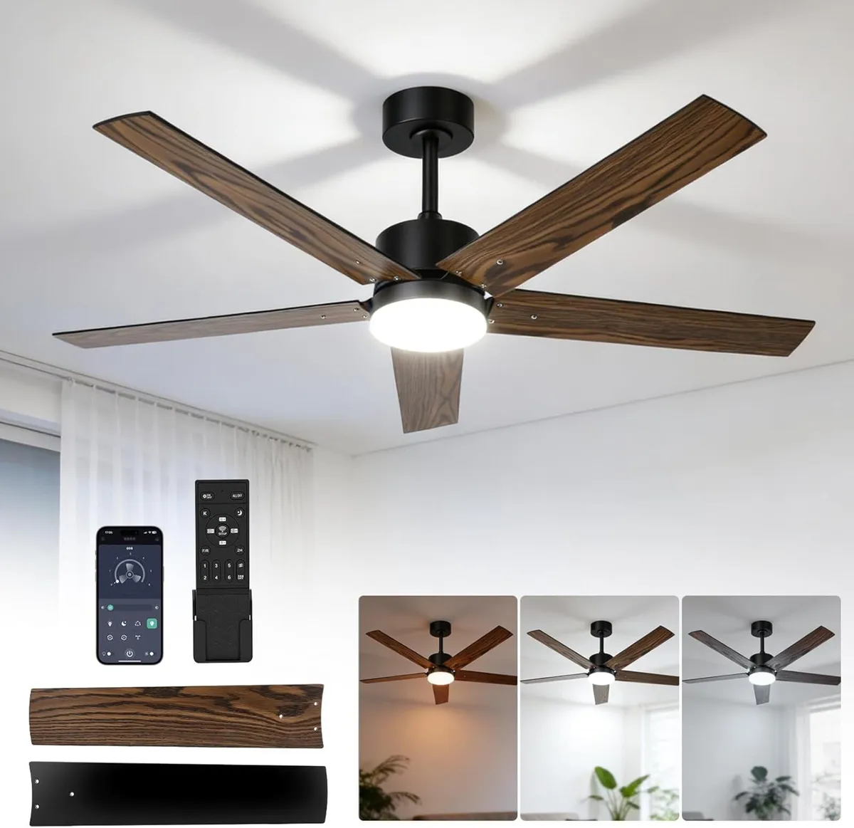 Ceiling Fans with Lights and Remote 52 Inch - Image 1