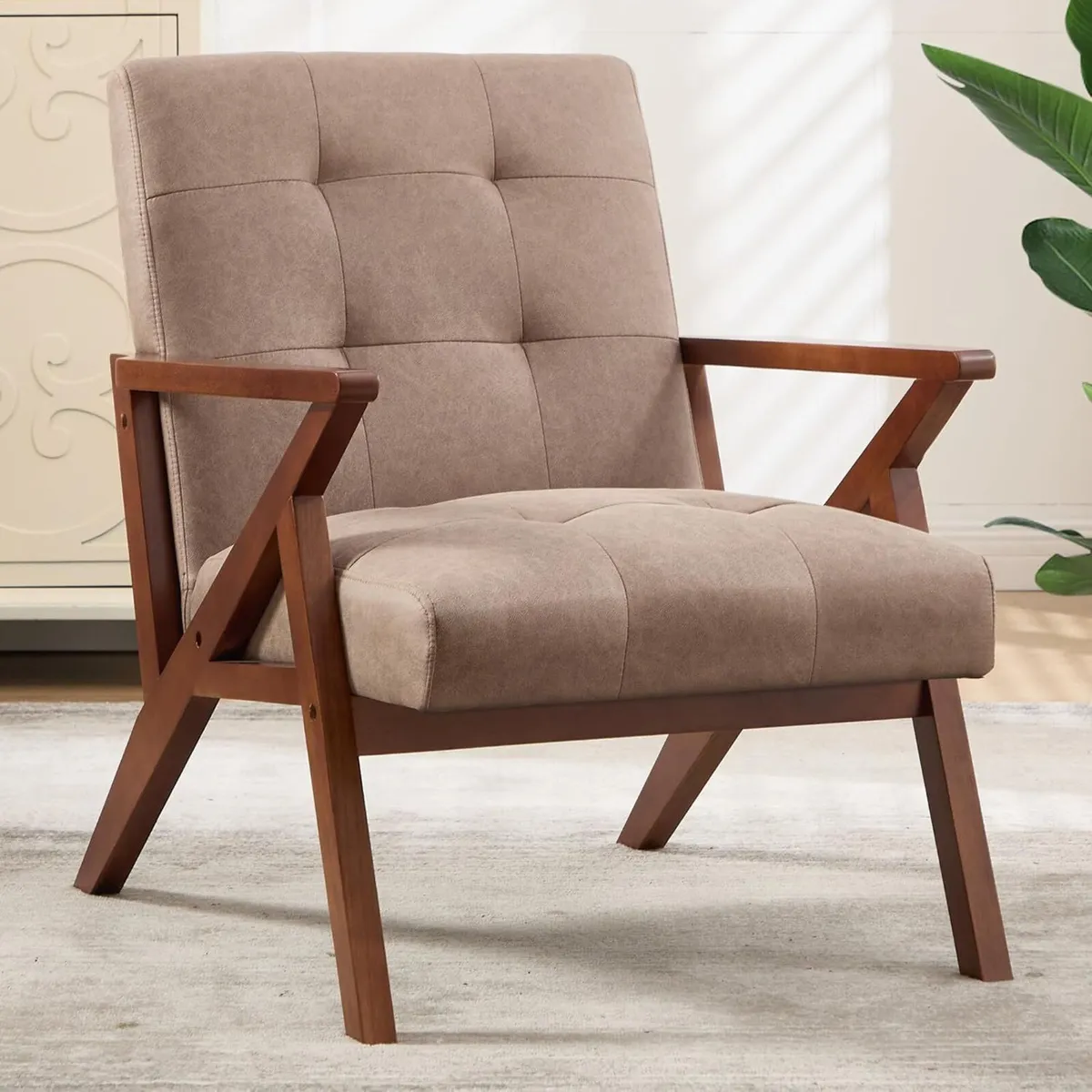 Mid Century Accent Chair Triangular Stable Frame - Image 1