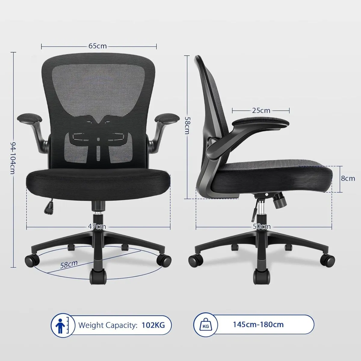 Ergonomic Office Chair Mesh Desk with Adjustable - Image 3