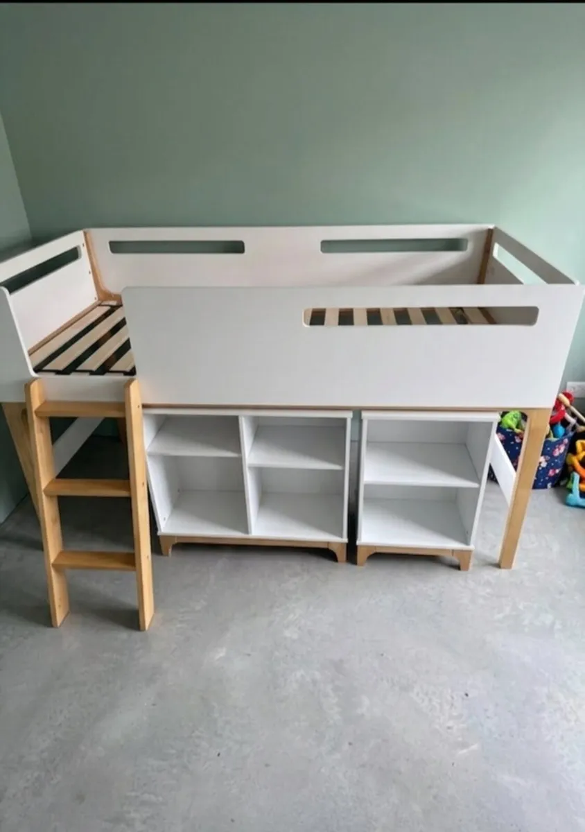 Kids mid sleeper with desk and shelf storage - Image 1