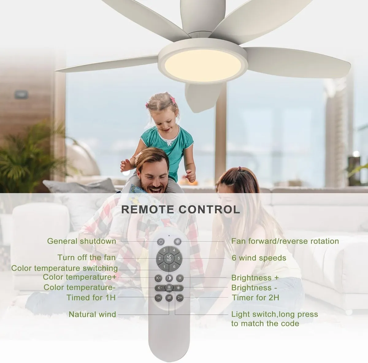 Ceiling Fans with Lights 42 Inch Low Profile - Image 4