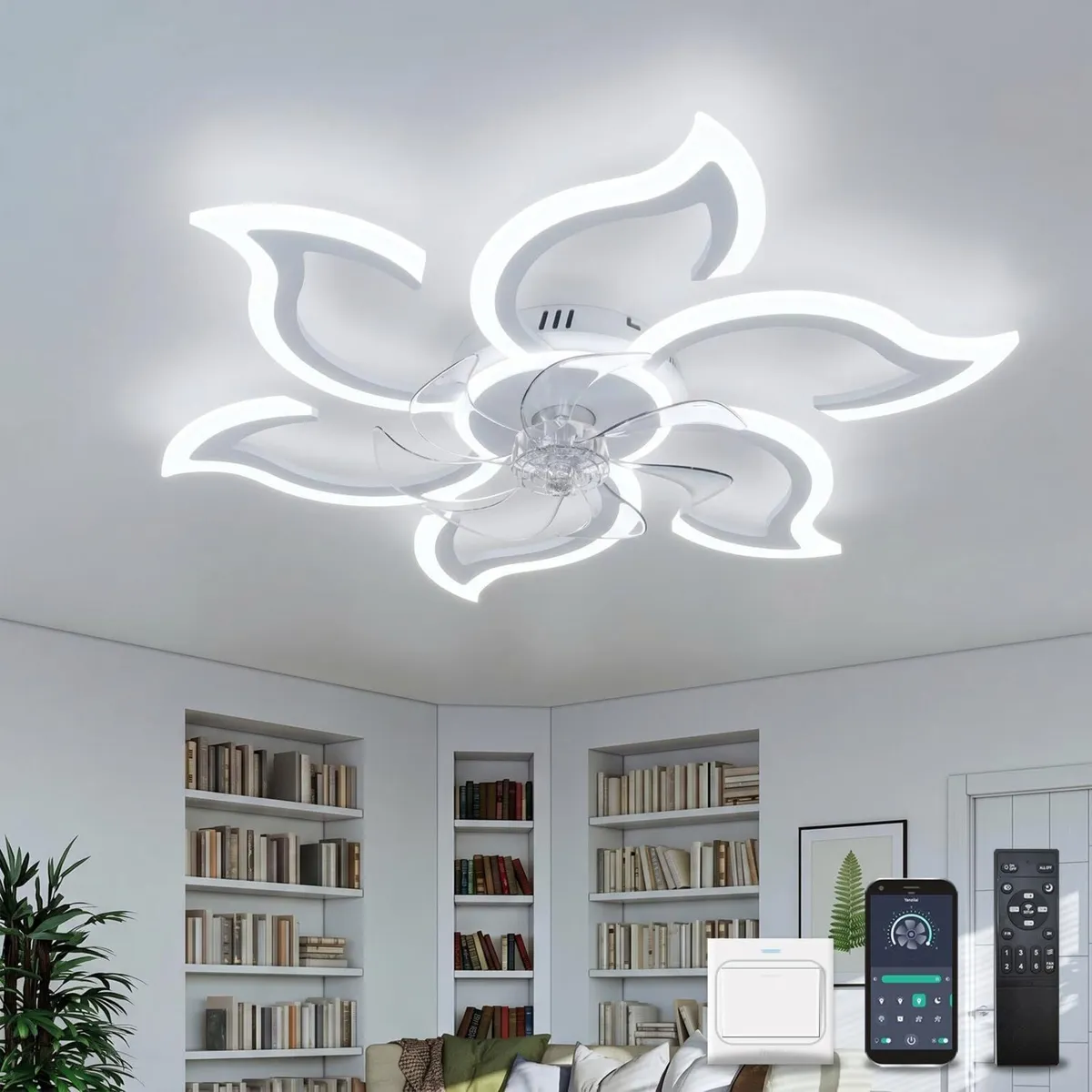 Ceiling Light with Fan and Remote App 88CM - Image 1
