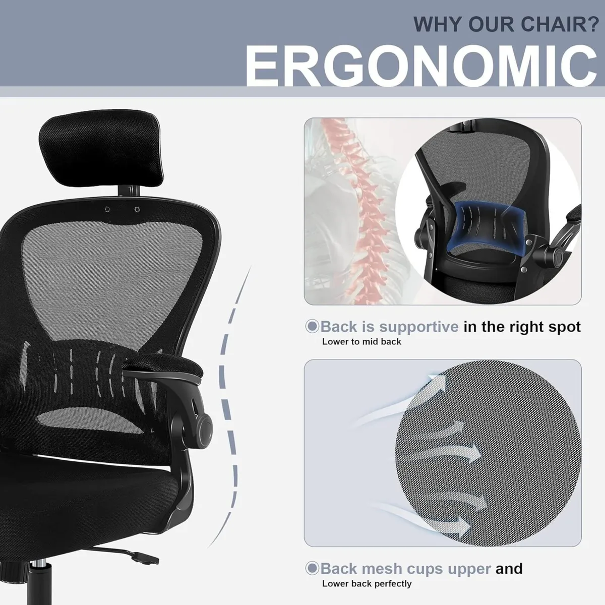 Office Chair Ergonomic Mesh Desk Comfort - Image 4