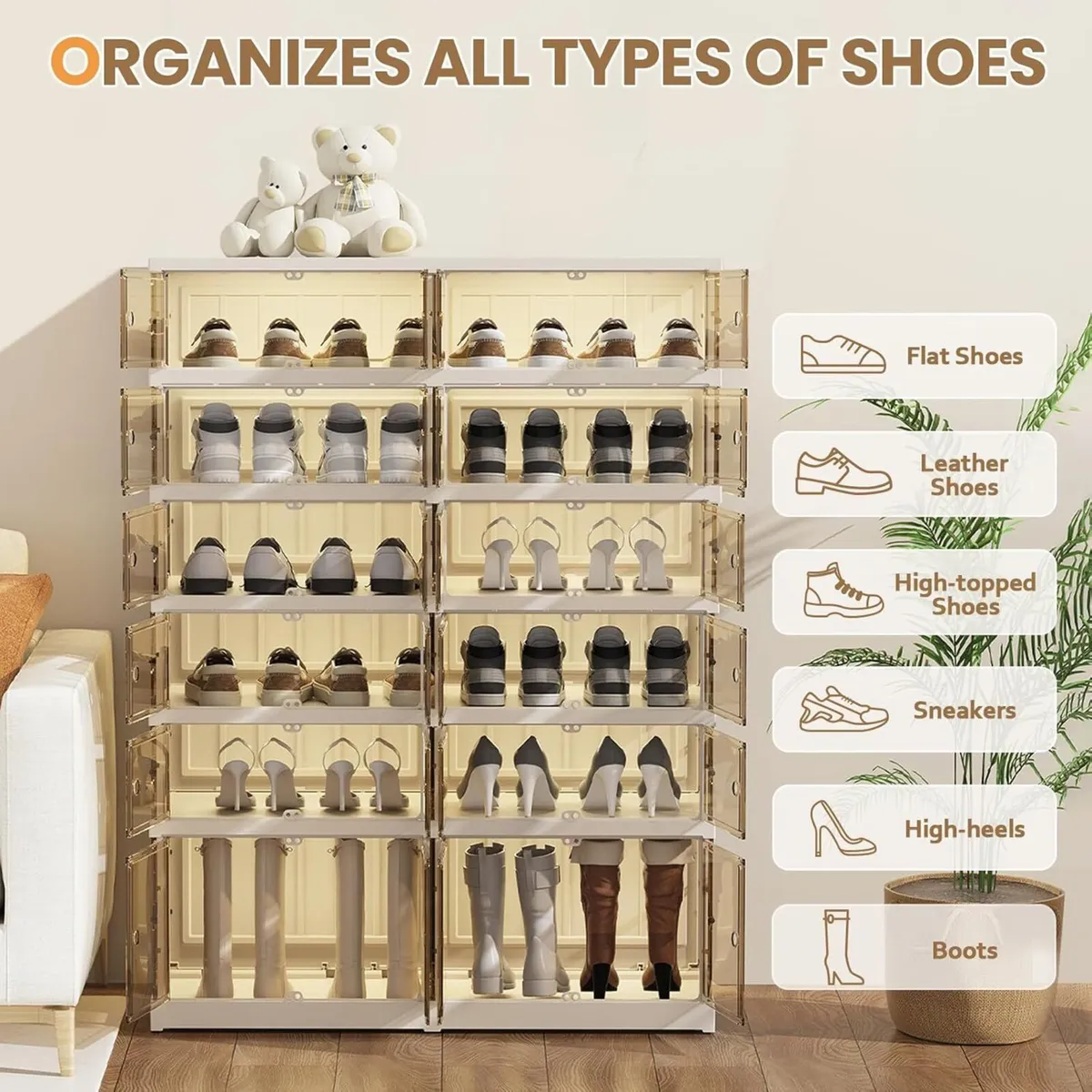 Foldable Shoe Rack 6 Tier 24 Pairs Organisers - Image 4