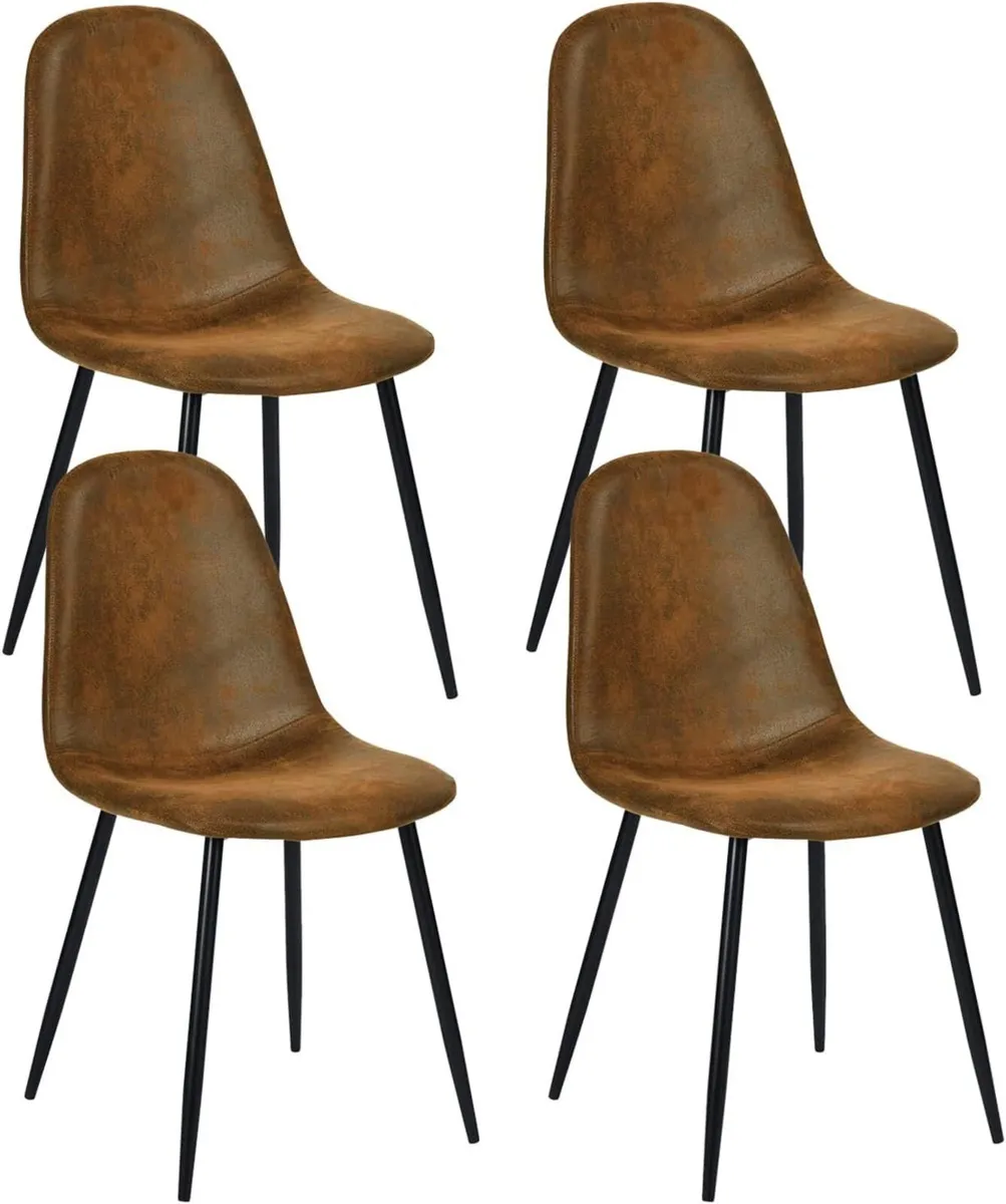 Dining Chairs Vintage Suede Upholstery with Metal - Image 1