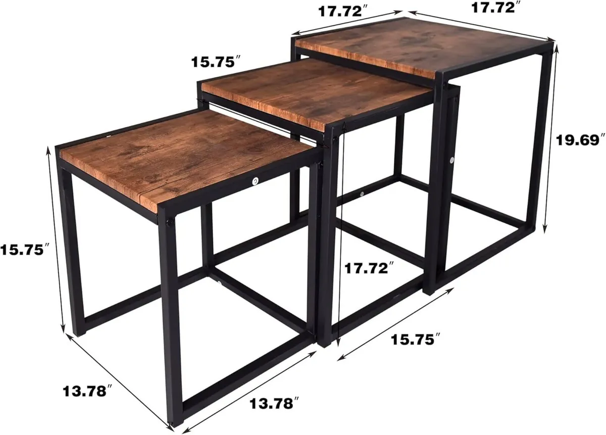 Nesting Table Side Wooden Tables Square End - Image 2