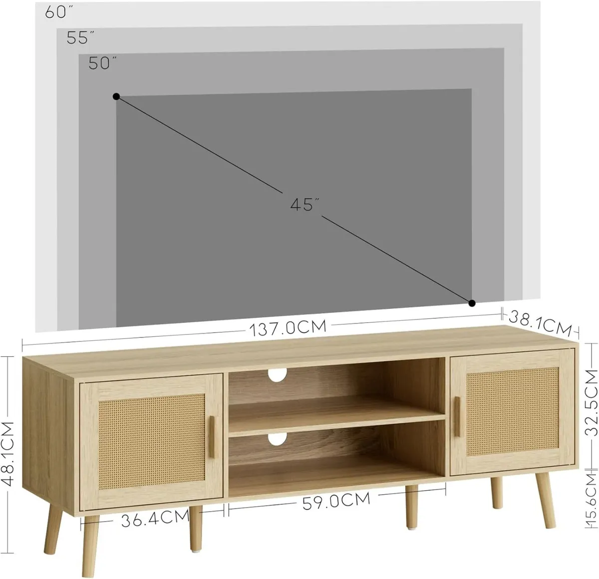 Wood TV Stand for Up to 65 Inch - Image 2