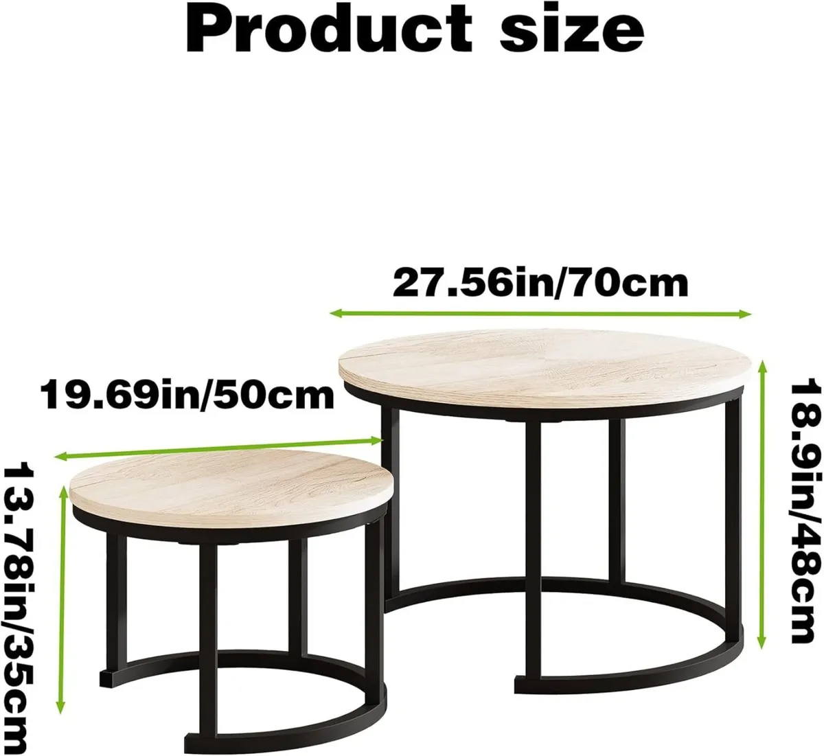 Round Coffee Table Living Room Small Side Bedside - Image 2