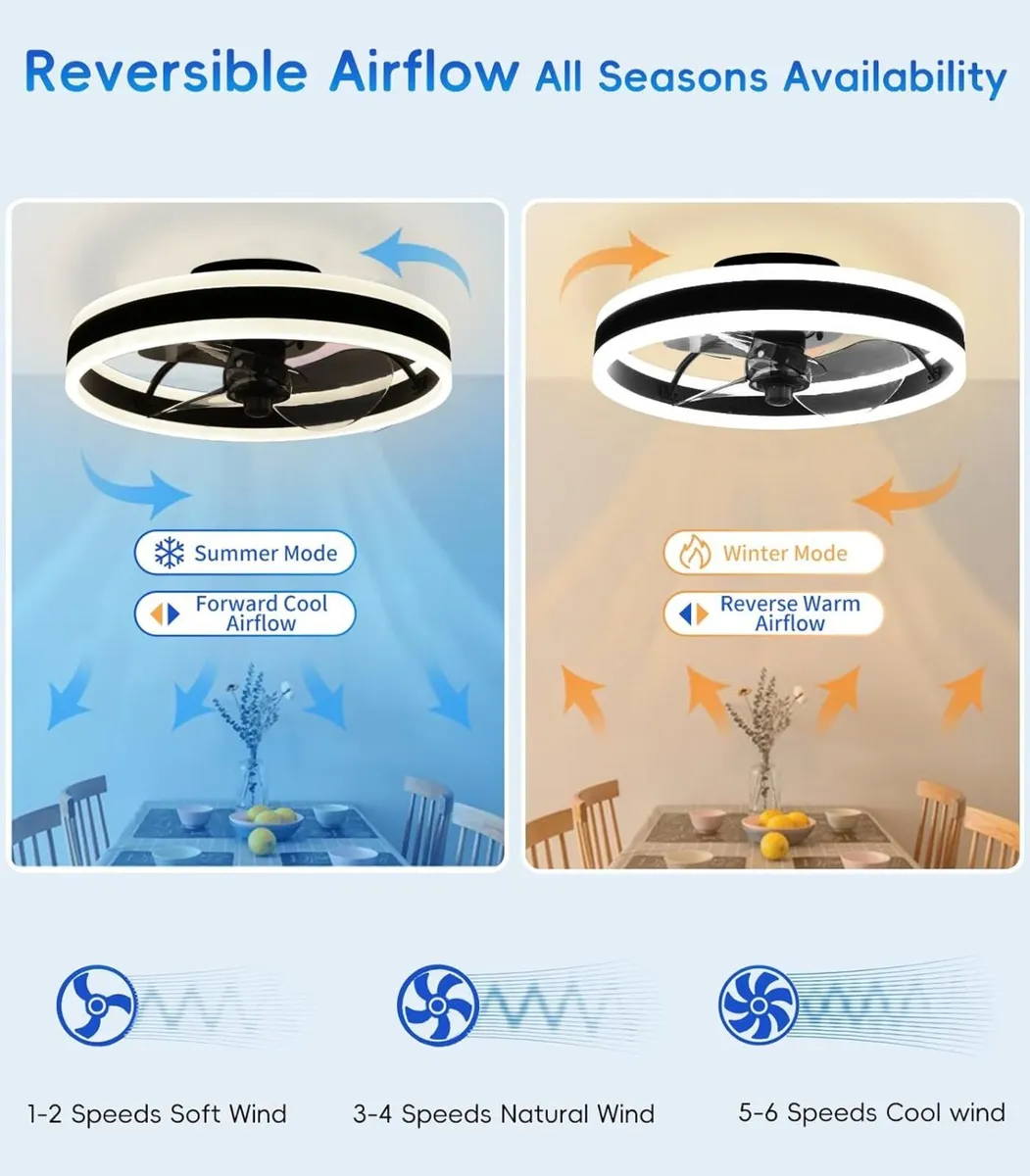 Ceiling Fans with Lights App Control 6-Speed Quiet - Image 2