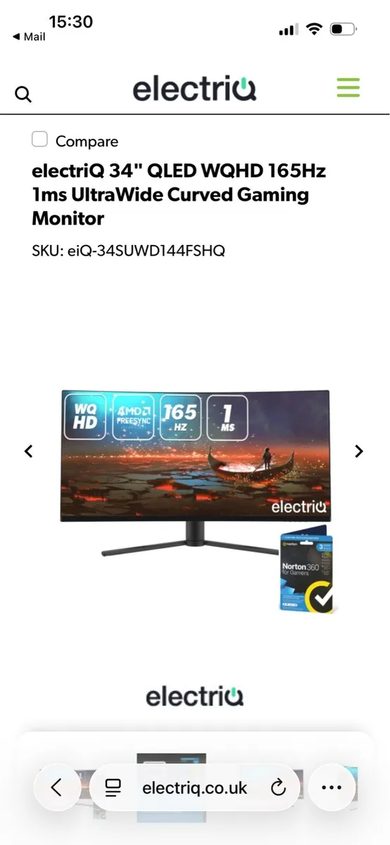 electriQ 34” Curved Gaming Monitor - Image 3