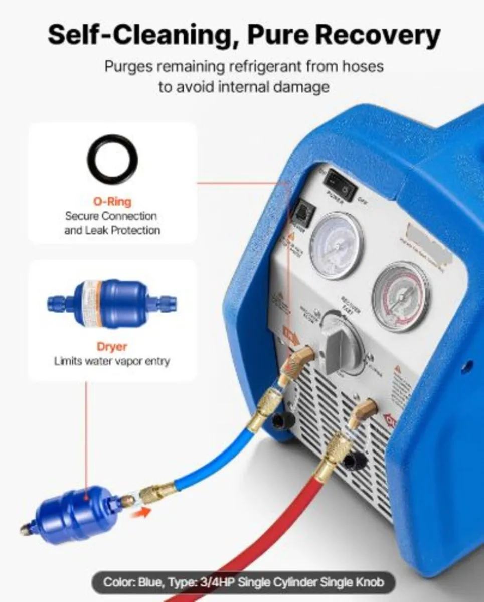 Portable Refrigerant Recovery Machine, 3/4 HP 220 - Image 3