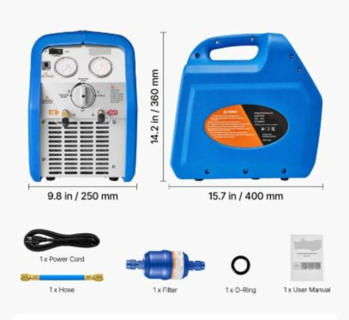 Portable Refrigerant Recovery Machine, 3/4 HP 220 - Image 4