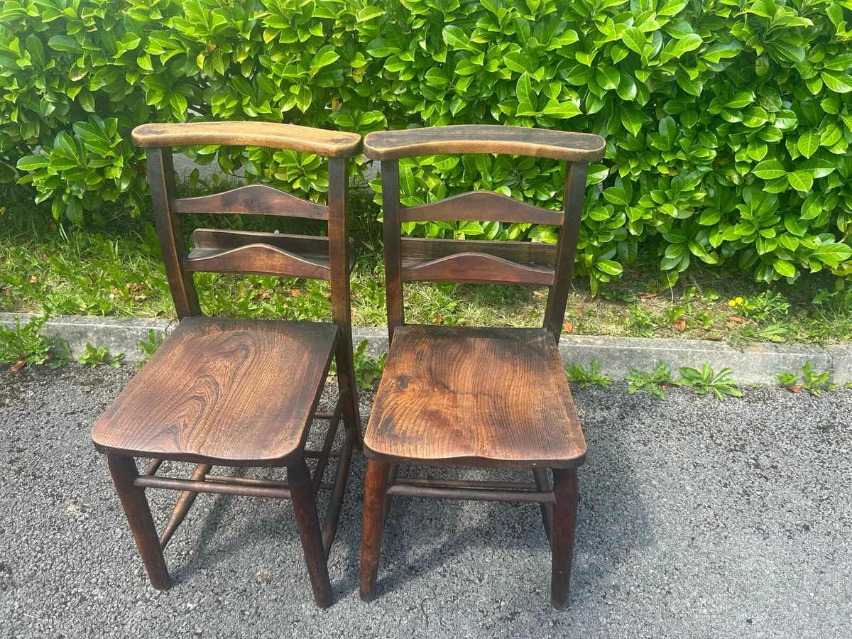 Elm and beech antique chapel chairs - Image 2