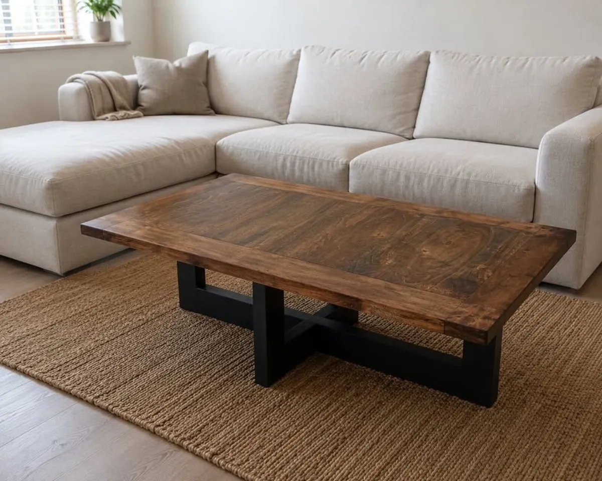 Upcycled Large Rustic Industrial Coffee Table - Image 1