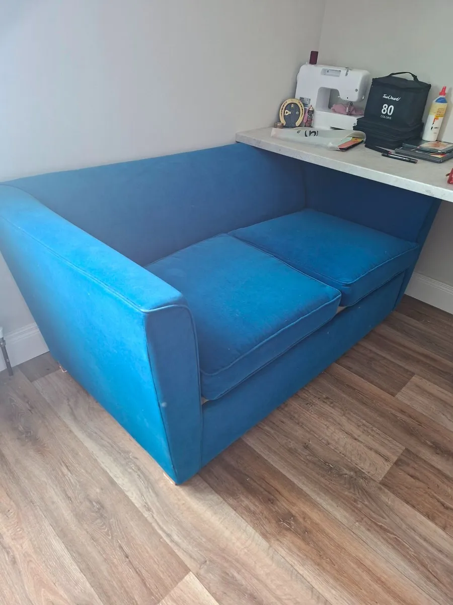 two seater blue sofa-bed for sale in Co. Donegal - Image 1