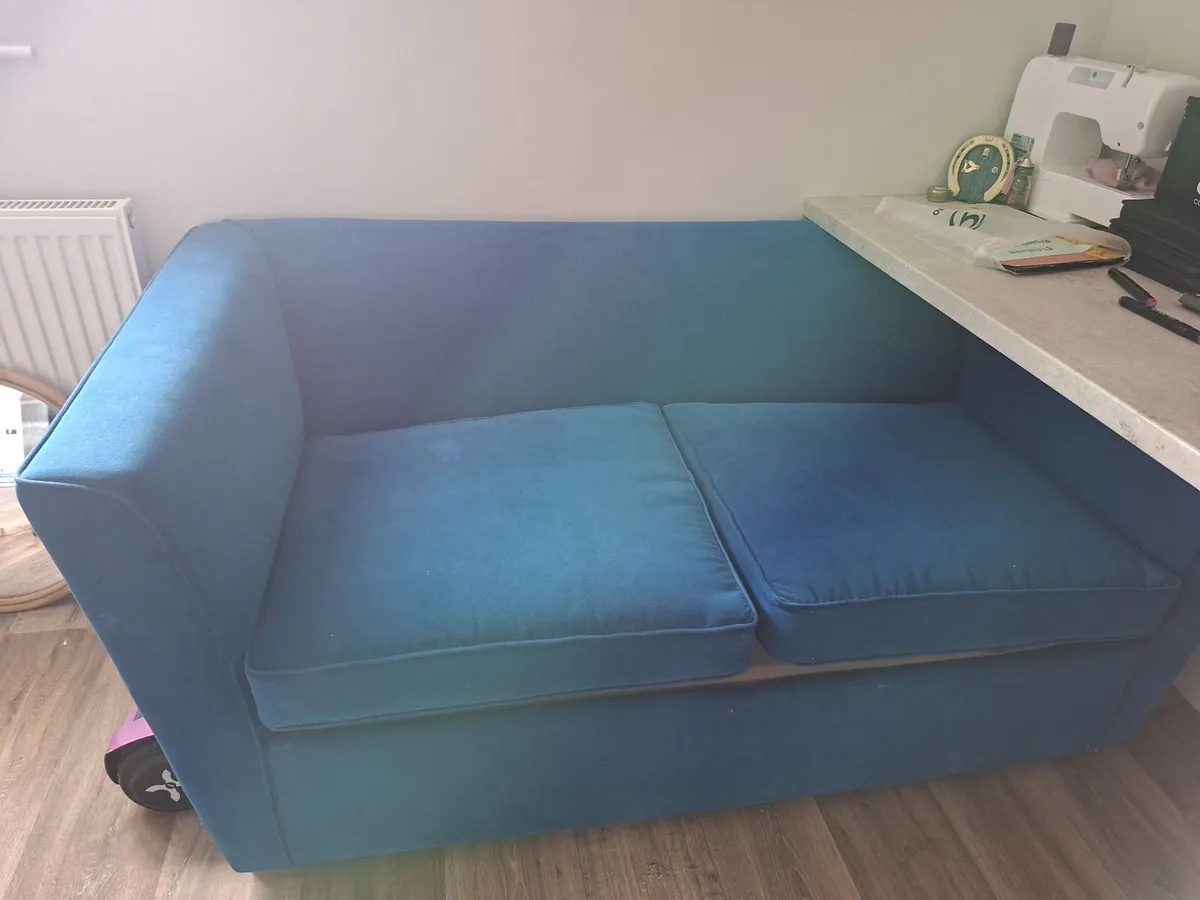 two seater blue sofa-bed for sale in Co. Donegal - Image 2