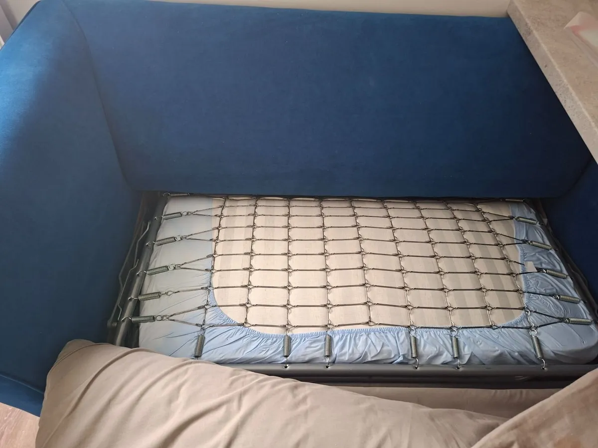 two seater blue sofa-bed for sale in Co. Donegal - Image 3