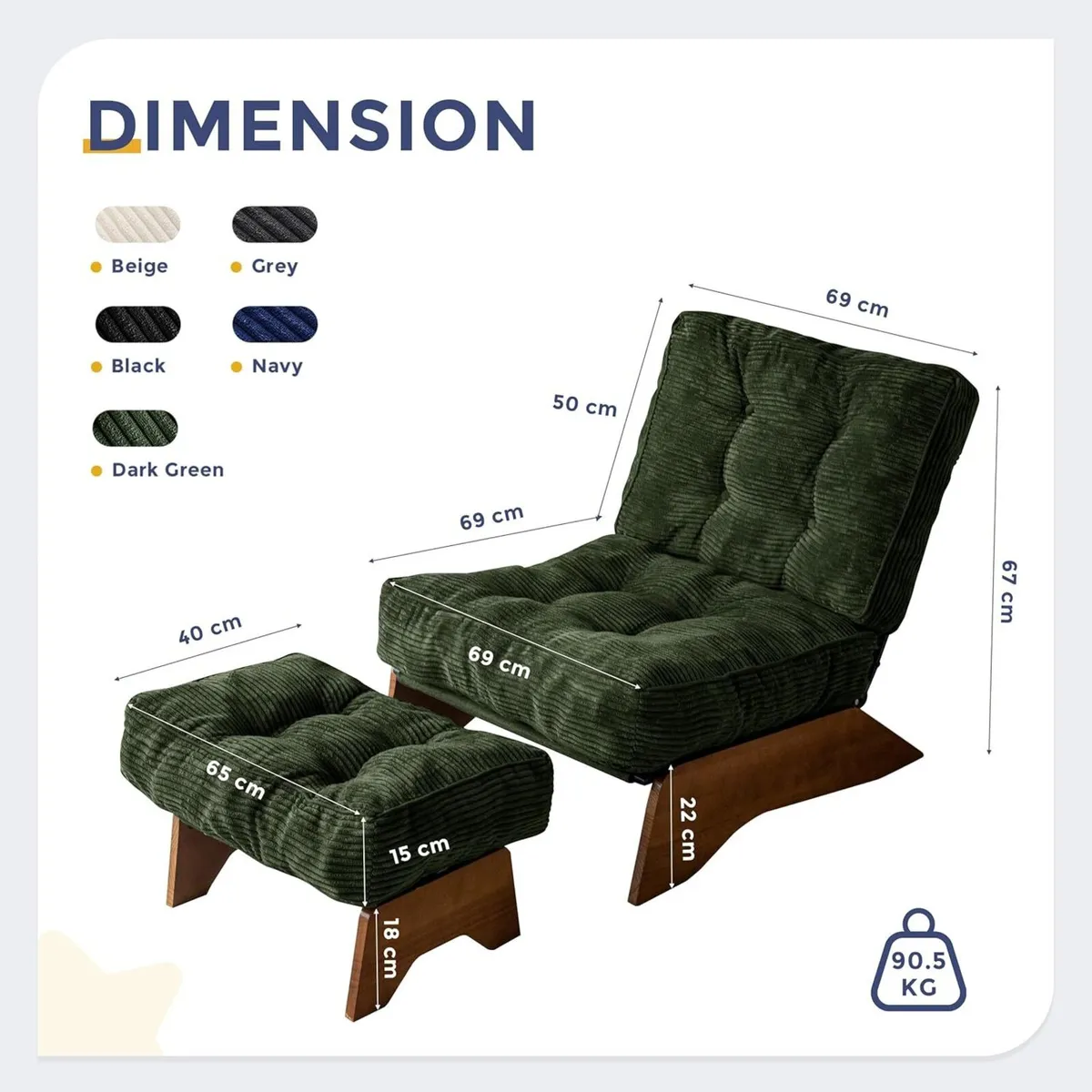 Folding Accent Chair with Footrest Modern - Image 2