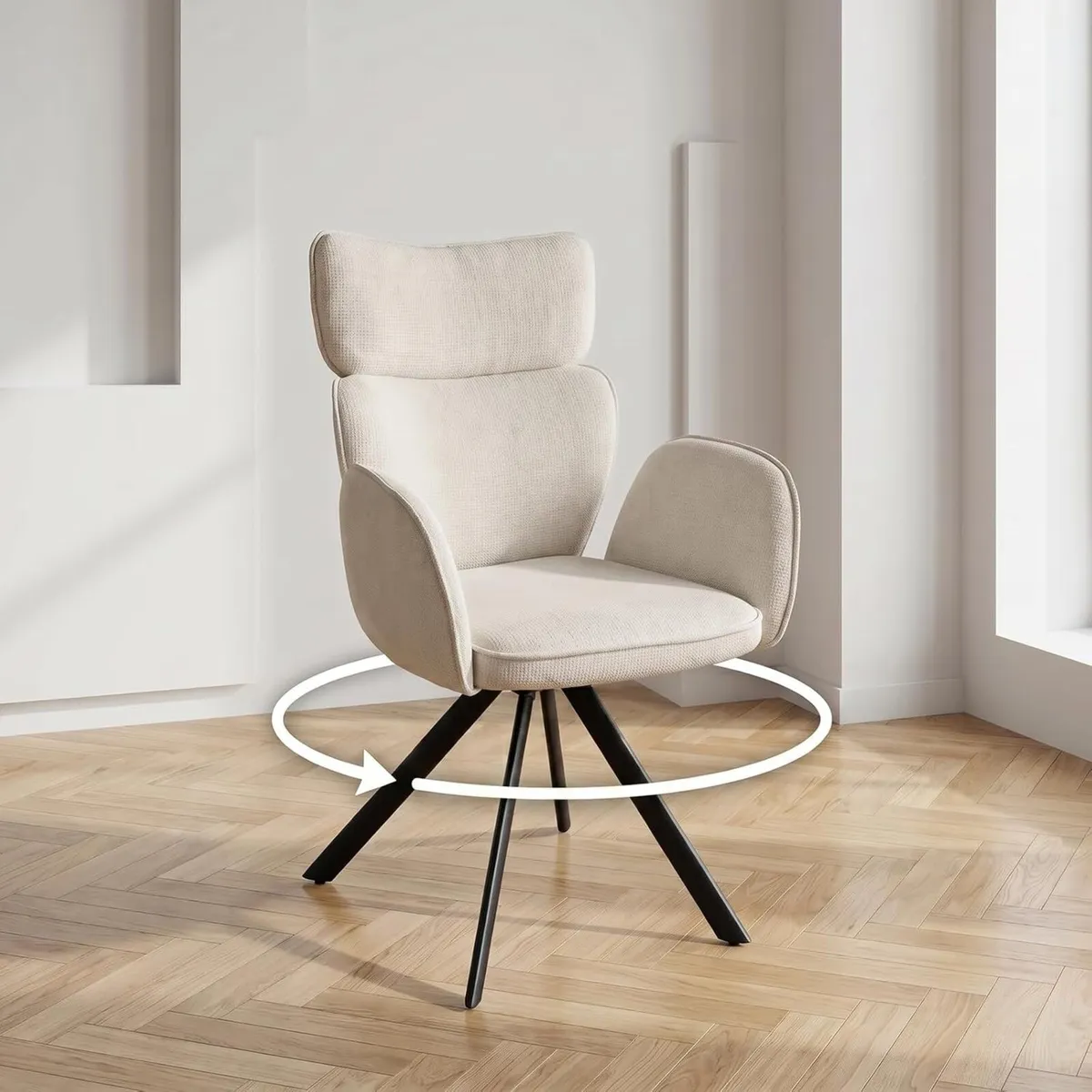 Fabric Swivel Armchair Rotating Accent Chair - Image 1