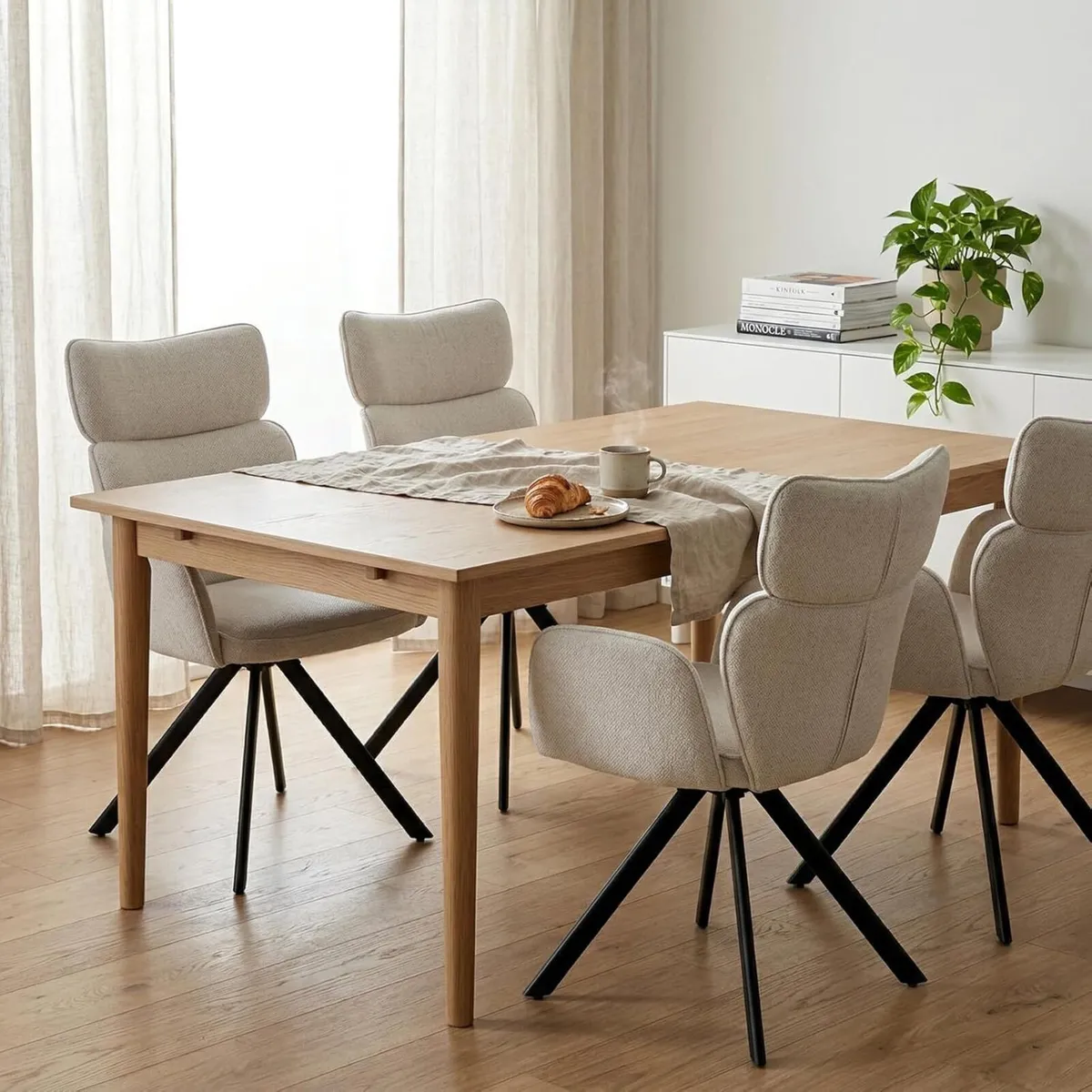 Fabric Swivel Armchair Rotating Accent Chair - Image 4