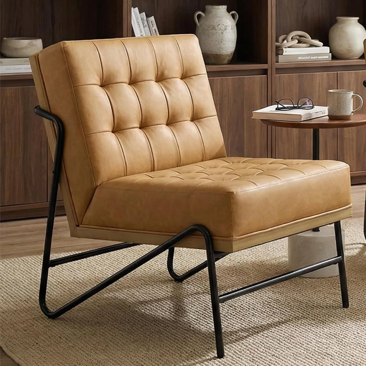 Modern Accent Chair PU Leather Upholstered Lounge - Image 1