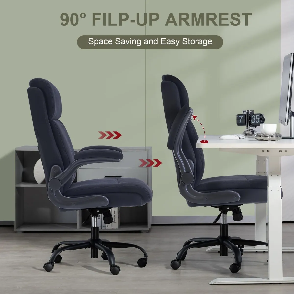 Fabric Office Chair Ergonomic Desk Chairs for Home - Image 3