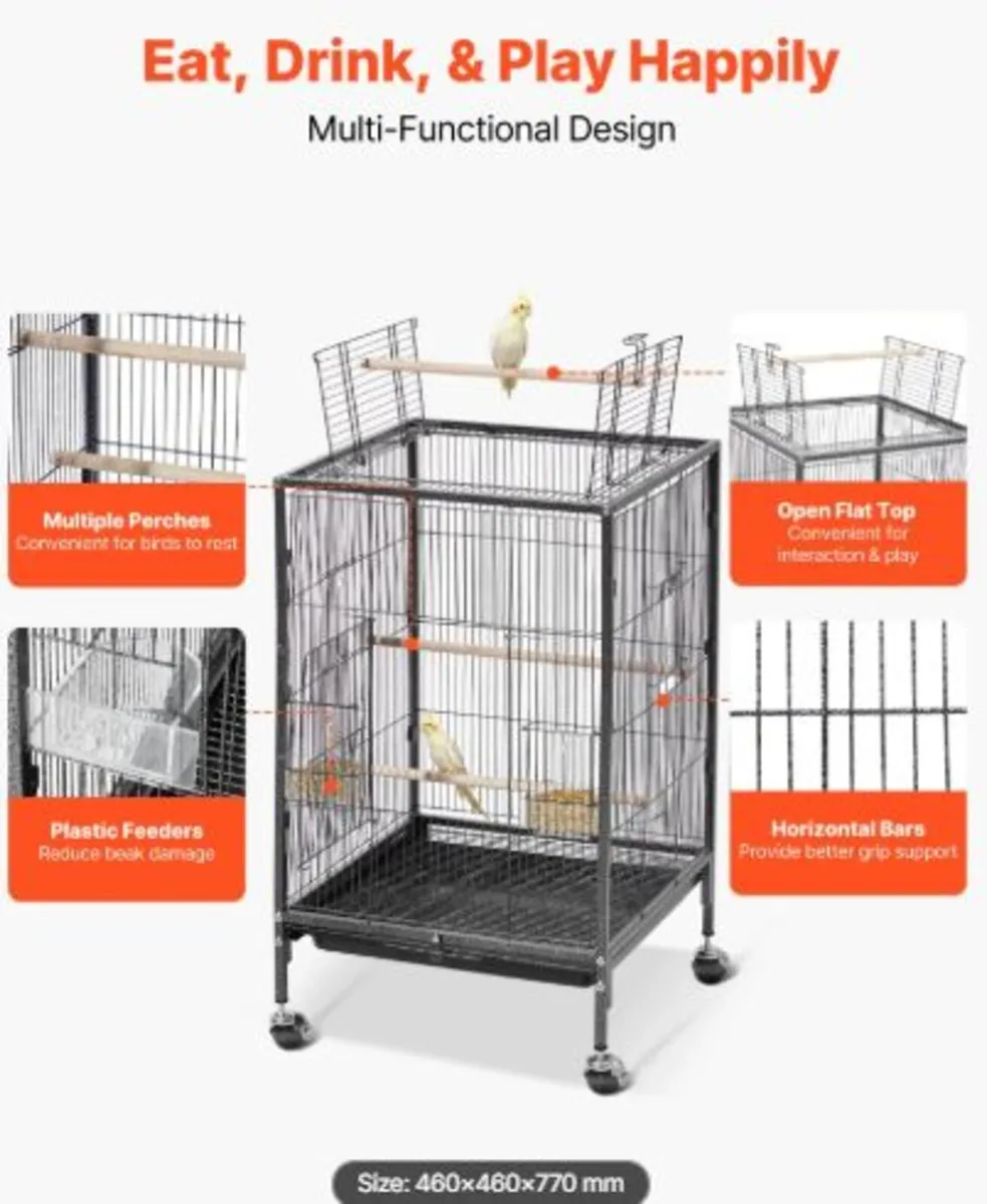 Bird Cage,460 x 460 x 770 mm,Open Flat Top,Wrought - Image 2