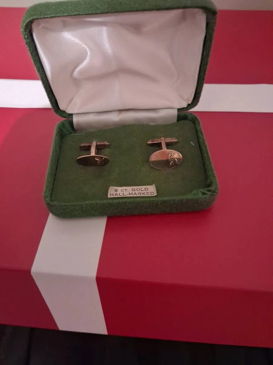 Gold cuff links 9ct - Image 1