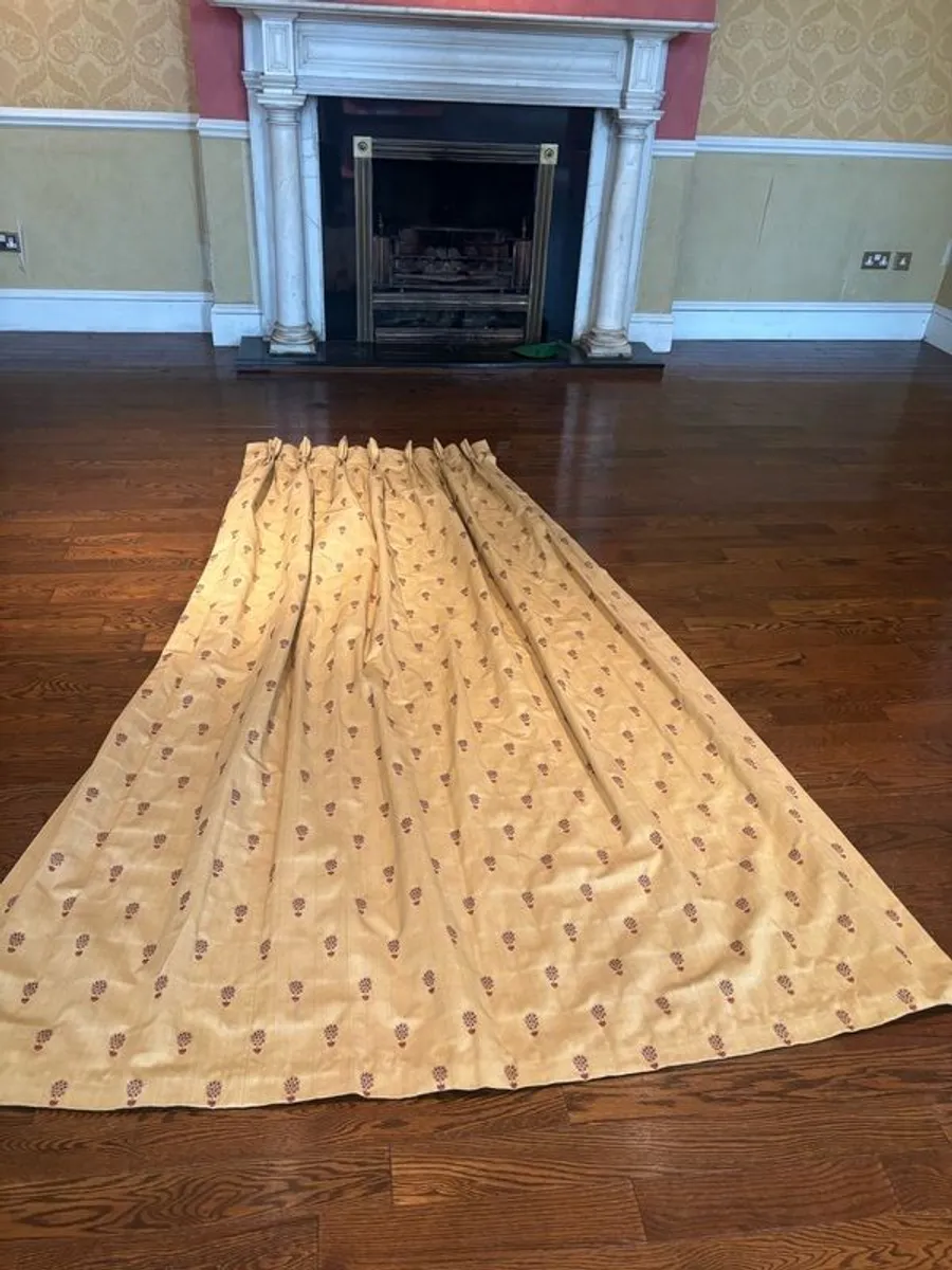 Bespoke Handmade French pleat Curtains with Tiebacks - Image 1
