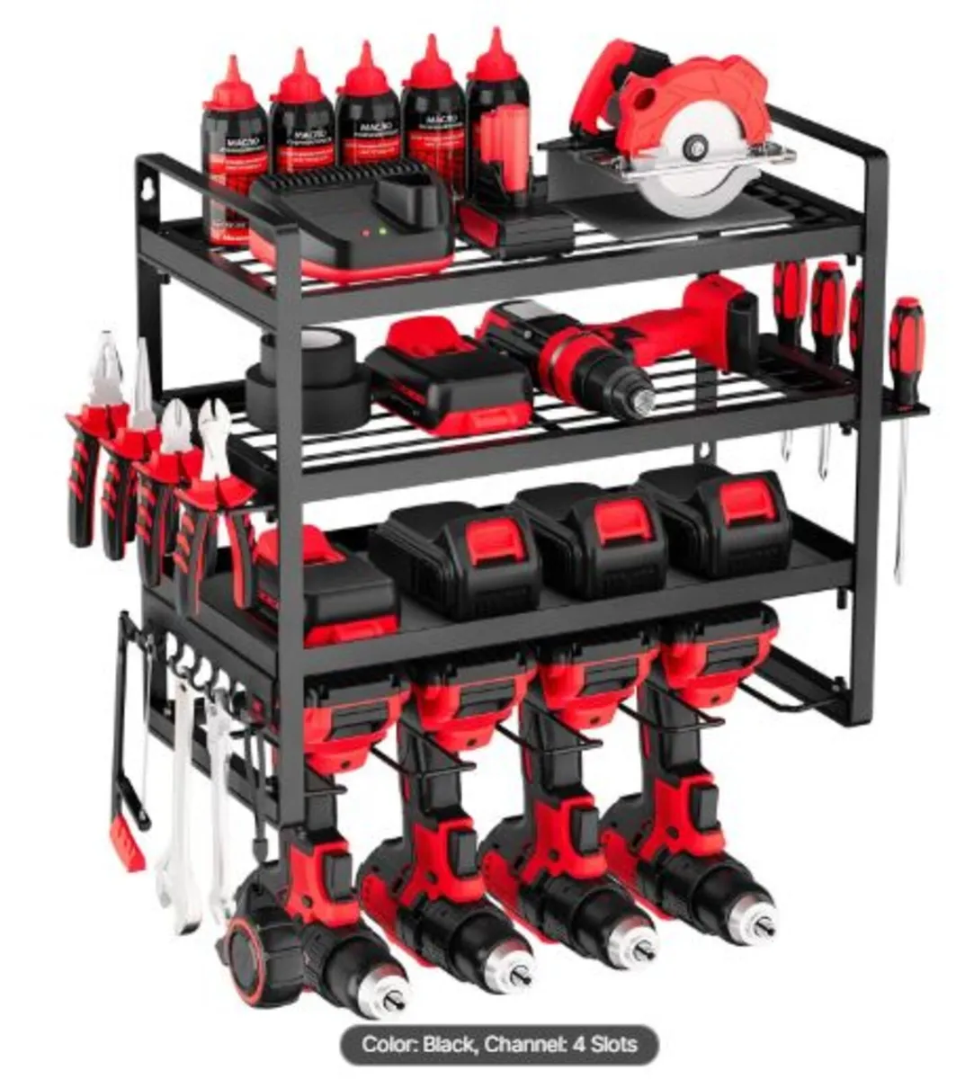 Power Tool Organizer Wall Mount, 4-Layer Storage - Image 1